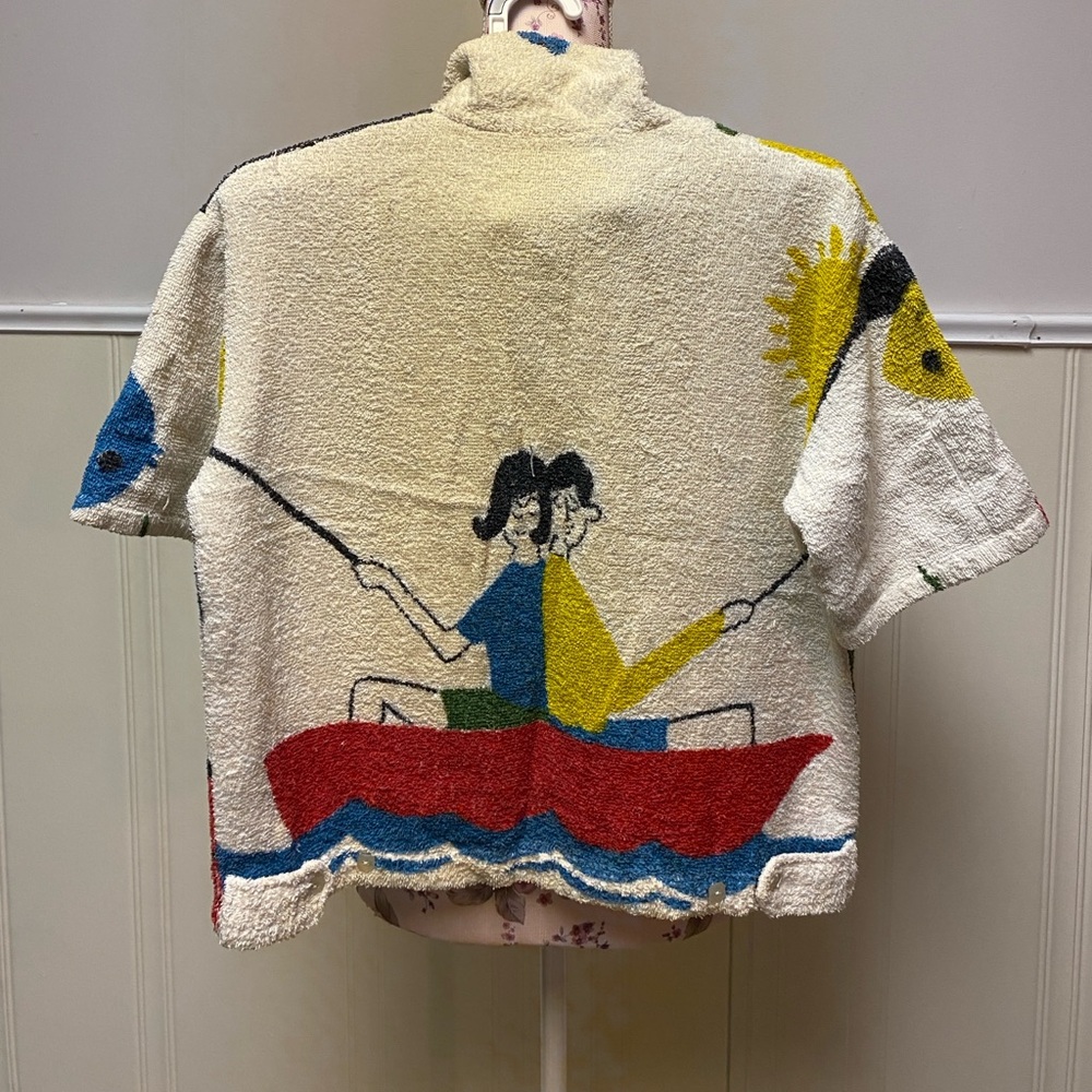 VINTAGE 1970s Terry Cloth Crop Top Beach Cover Up - Picture 2 of 7